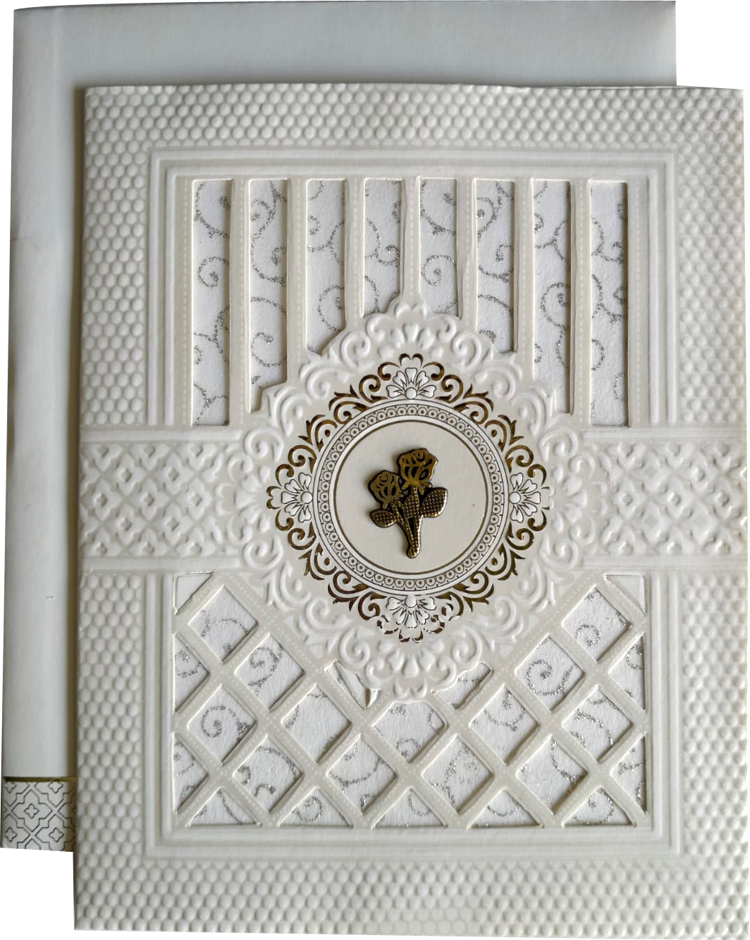 Laser-cut wedding invitation card featuring white color leaf wedding card — wedding invitation card