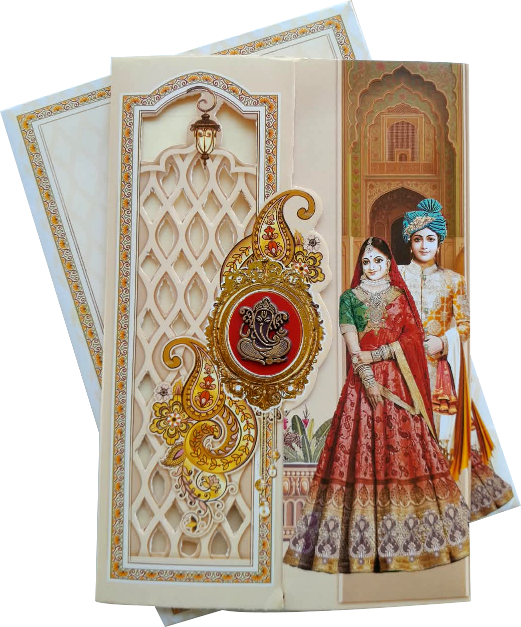 Bride and groom door open style wedding card — wedding invitation card